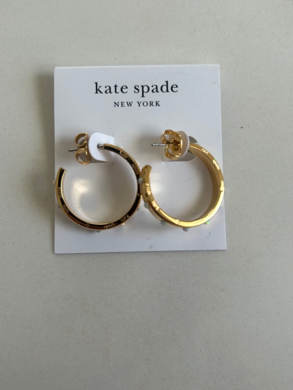 Kate Spade Gold Opal Hoop Earrings New